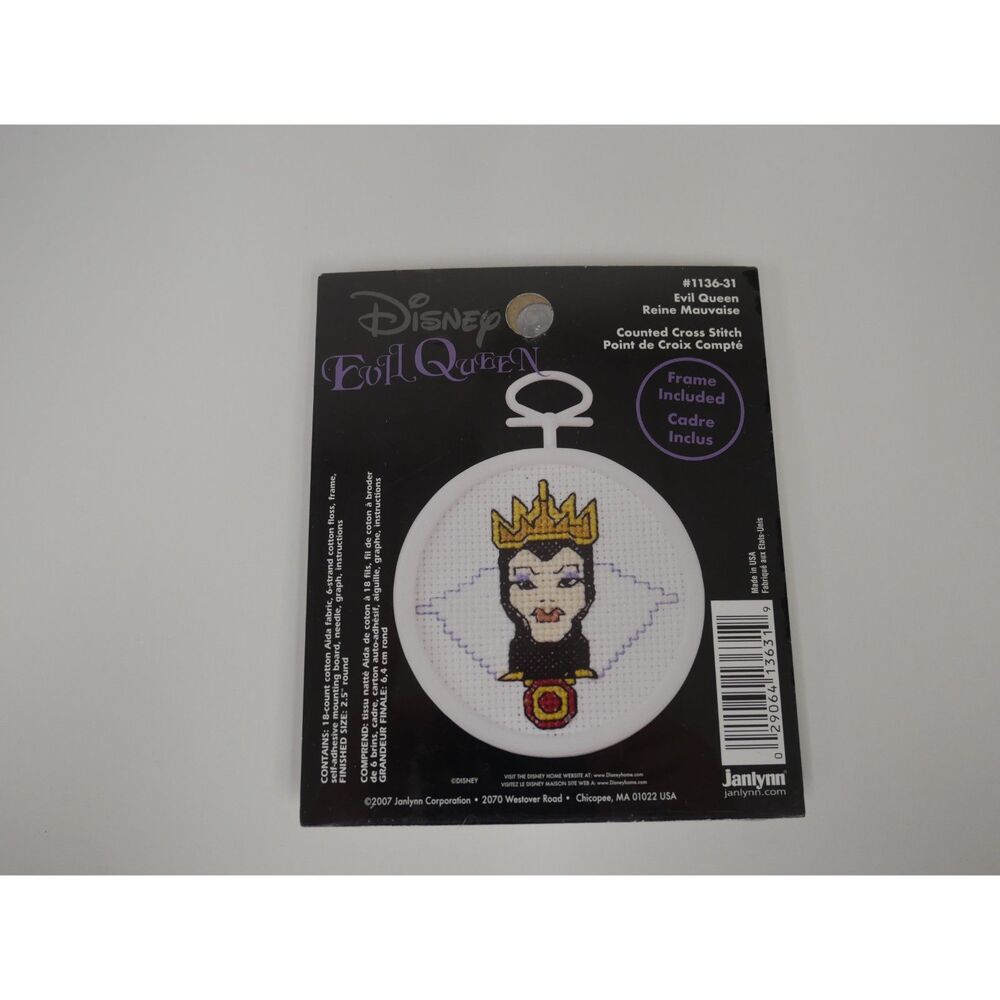 Disney Evil Queen Counted Cross Stitch Kit With Frame Janlynn NOS